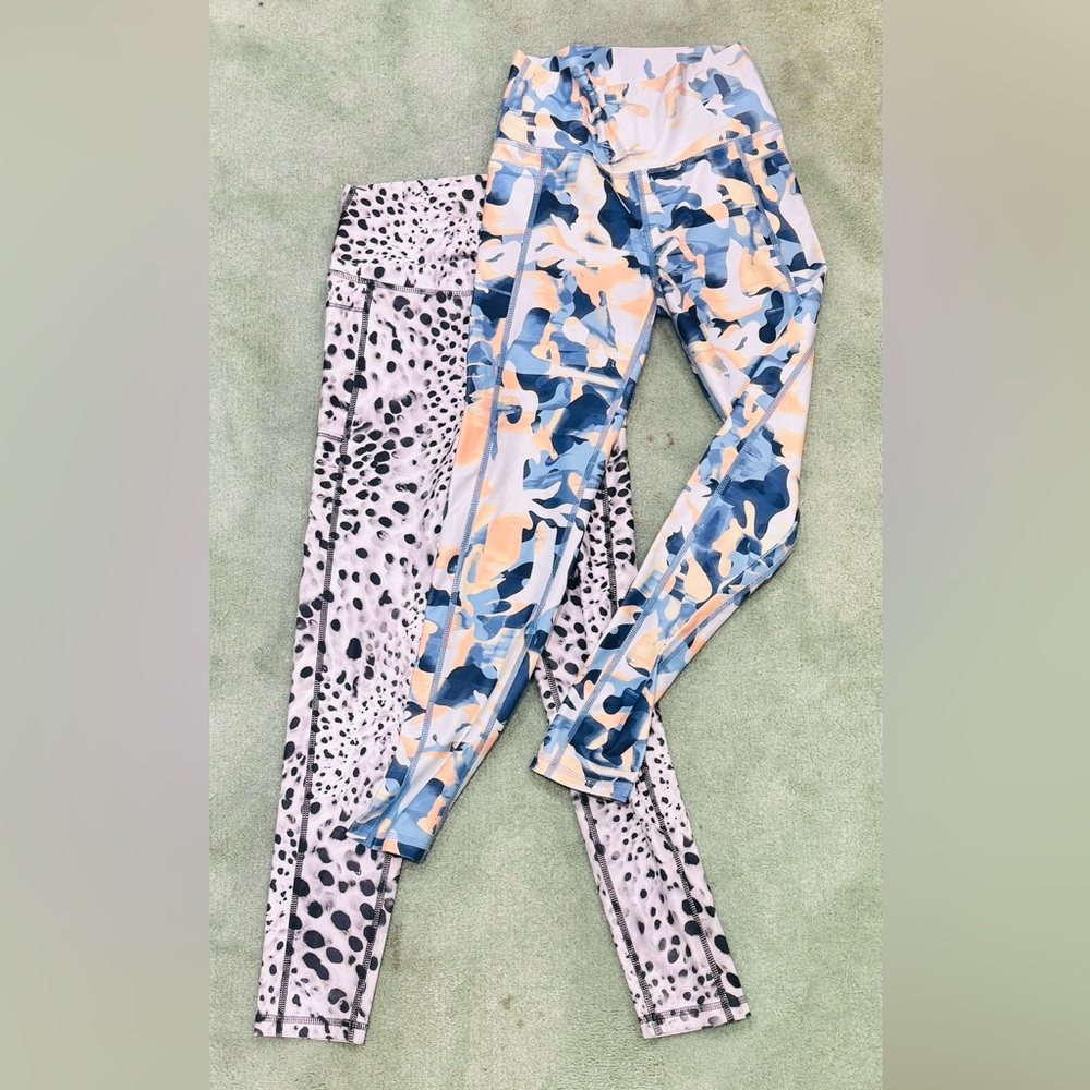 WorkoutLeggings Set - Blue Camo & Black Leopard